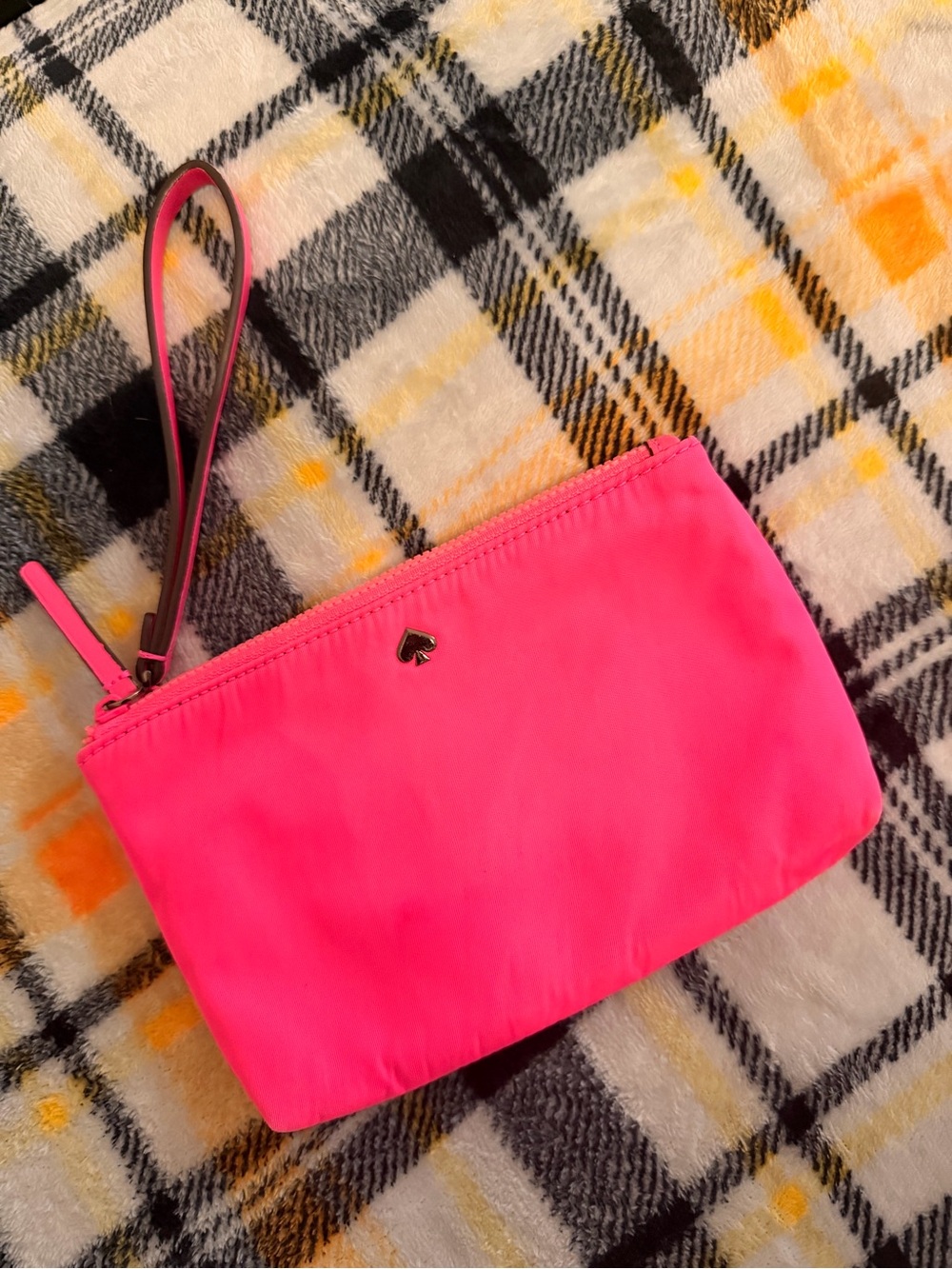 kate spade neon pink wristlet clutch with wrist strap